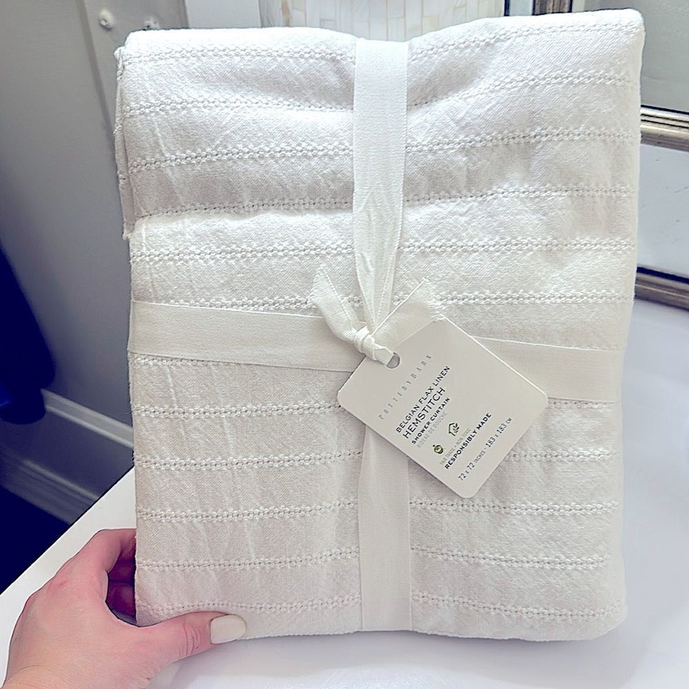 Pottery Barn White Shower Curtain